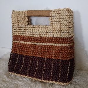 Woven basket bucket bag